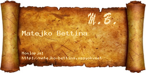 Matejko Bettina névjegykártya